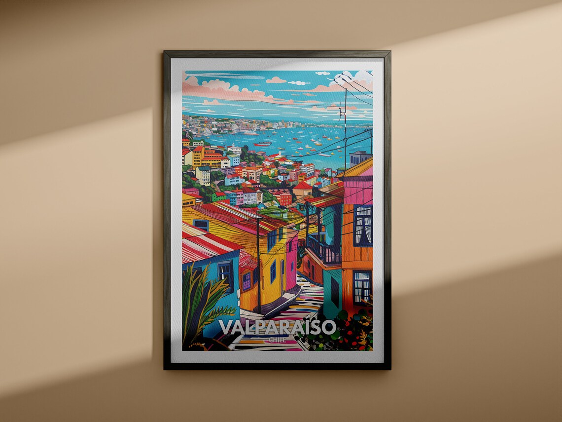 Valparaso Travel Poster, Chile Cityscape - Image 3