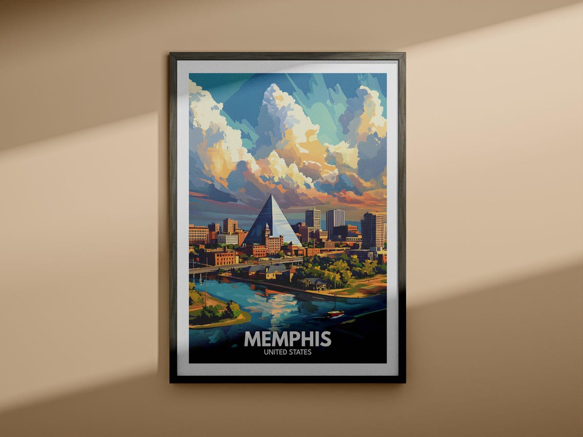 Memphis Travel Print United States Memphis Travel Poster United States Travel Poster United States Cityscape Wall Art City Art Decor - Image 3