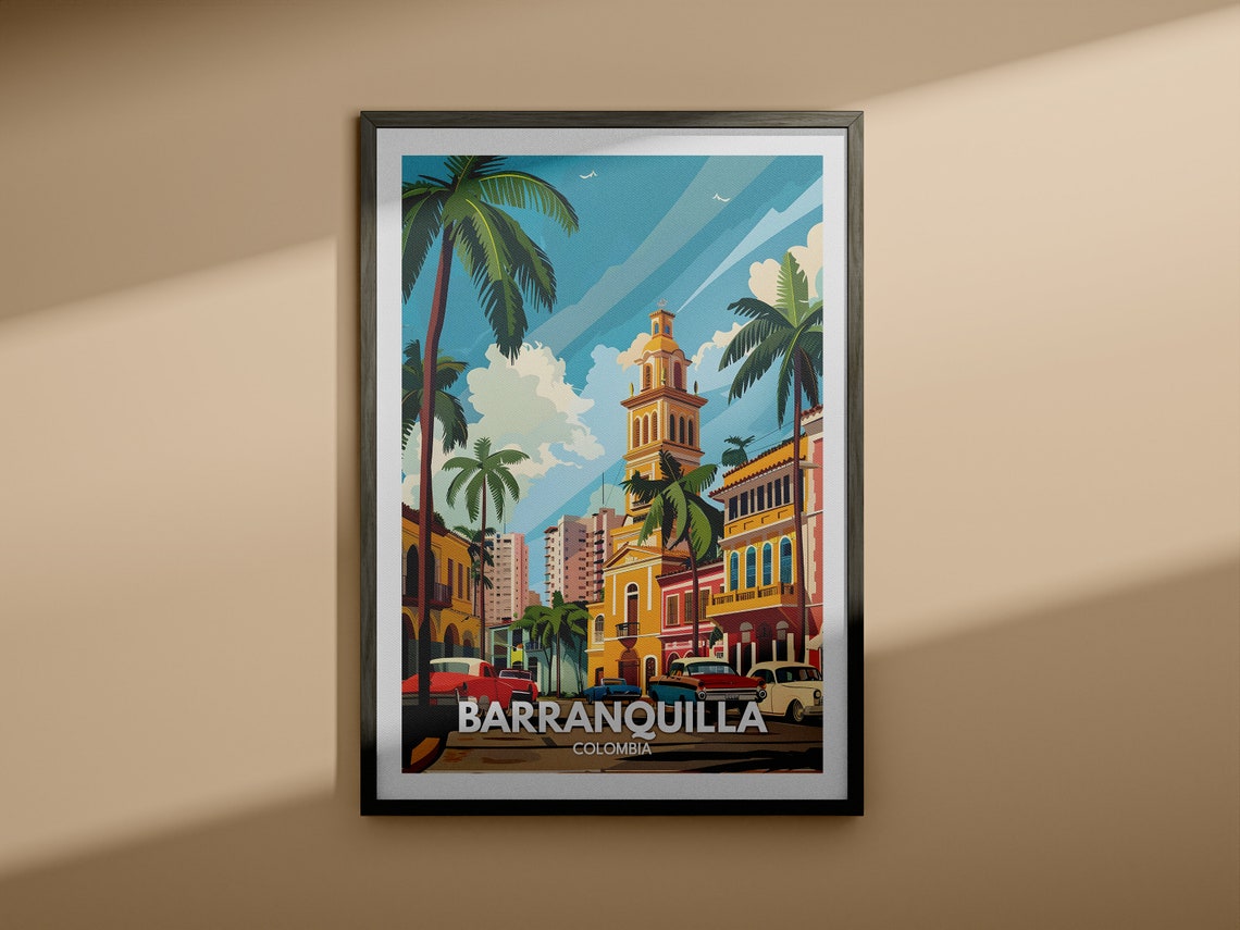 Barranquilla Travel Print Colombia Barranquilla Travel Poster Colombia Travel Poster Colombia Cityscape Wall Art Unique City Decor - Image 3