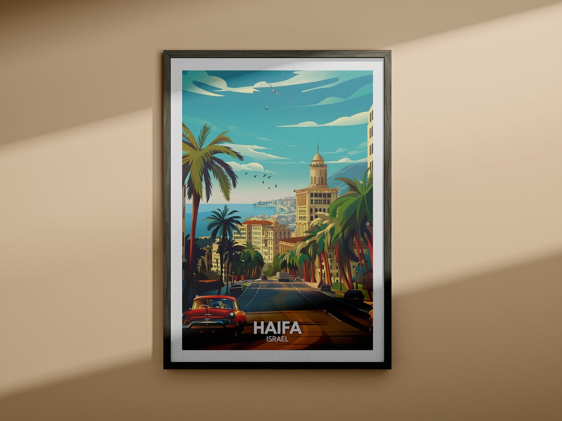 Haifa Print Israel Haifa Travel Poster Israel Travel Poster Israel Cityscape Wall Art Unique City Art Decor - Image 3