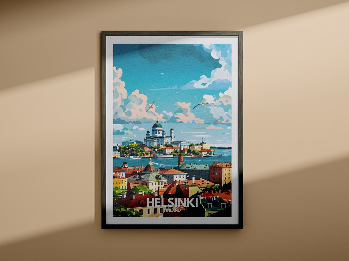 Helsinki Art Print Finland Helsinki Travel Poster Finland Travel Poster Finland Cityscape Wall Art Unique City Art Decor - Image 3