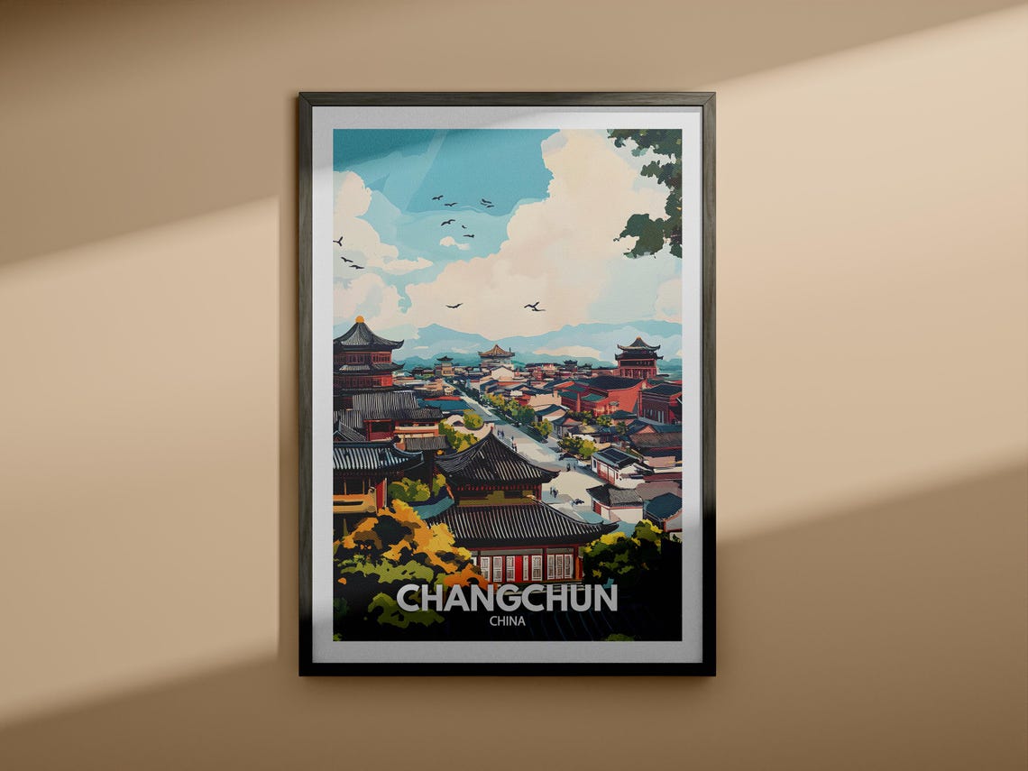 Changchun Travel Print China Changchun Travel Poster China Travel Poster China Cityscape Wall Art Unique City Art Decor - Image 3