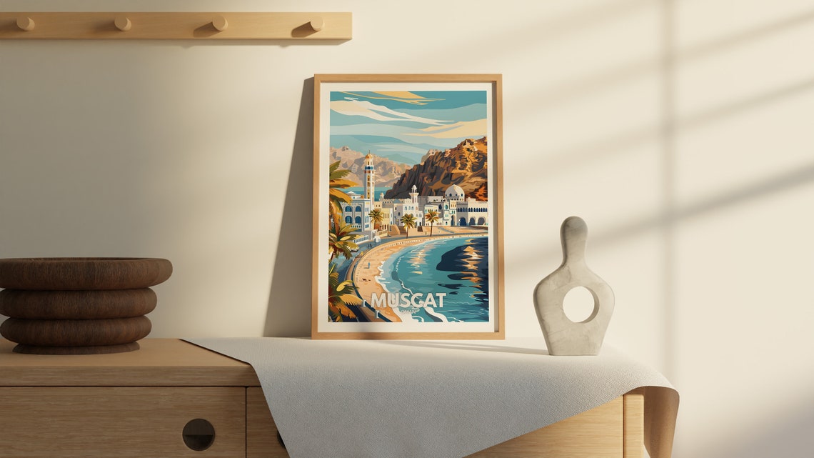 Muscat Travel Print Oman Muscat Travel Poster Oman Travel Poster Oman Cityscape Wall Art Unique City Art Decor - Image 2