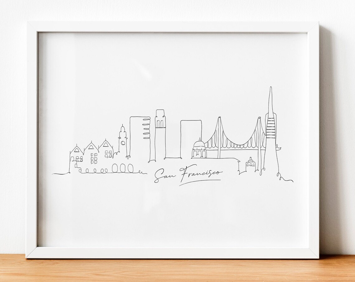San Francisco Modern Cityscape Line Art, Travel Poster - Image 2