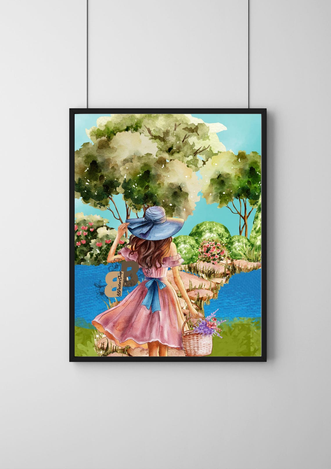 Walking By The River Poster Art Unique Design