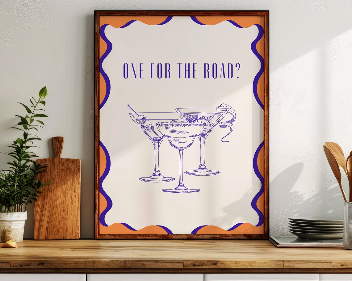 Cocktail Print, Modern Retro Maximalist Art Print