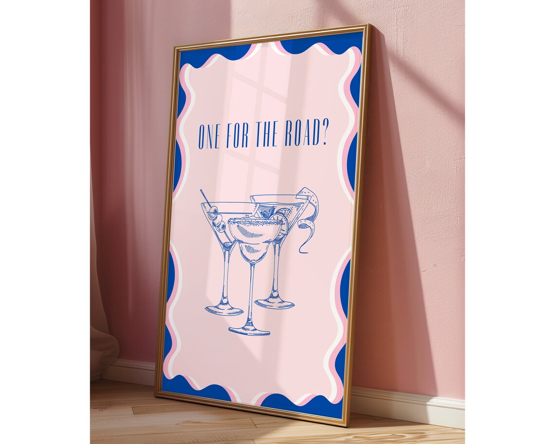 One For The Road Cocktail Print, Retro Bar Decor - Image 5