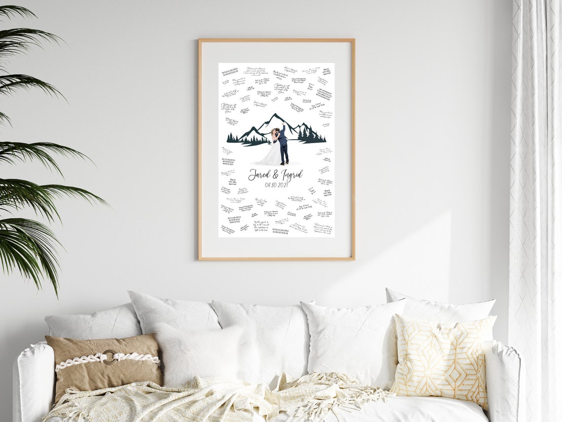 Mountain Wedding Guest Book Alternative Couple Portrait Poster - Image 5