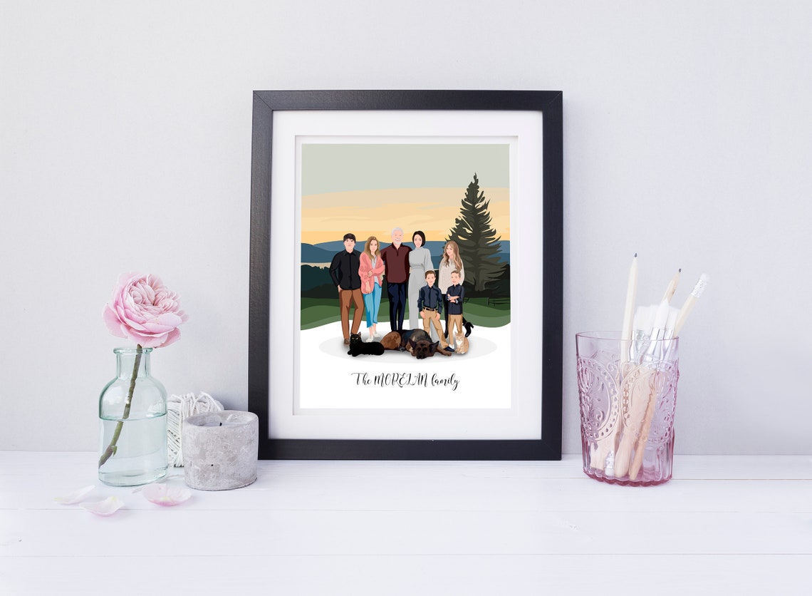Custom Family Print Family Illustration Family Portrait From Photo Personalized Gift For Family Family Wall Decor - Image 5
