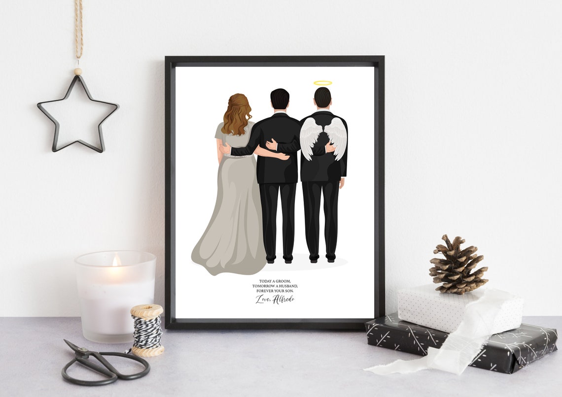 Groom With Angel Dad Memorial Custom Wedding Day Keepsake Poster - Image 3