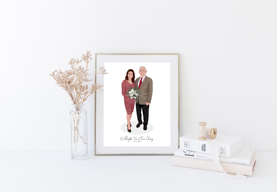 Anniversary Couple Portrait Custom Cartoon Illustration Poster - Image 4