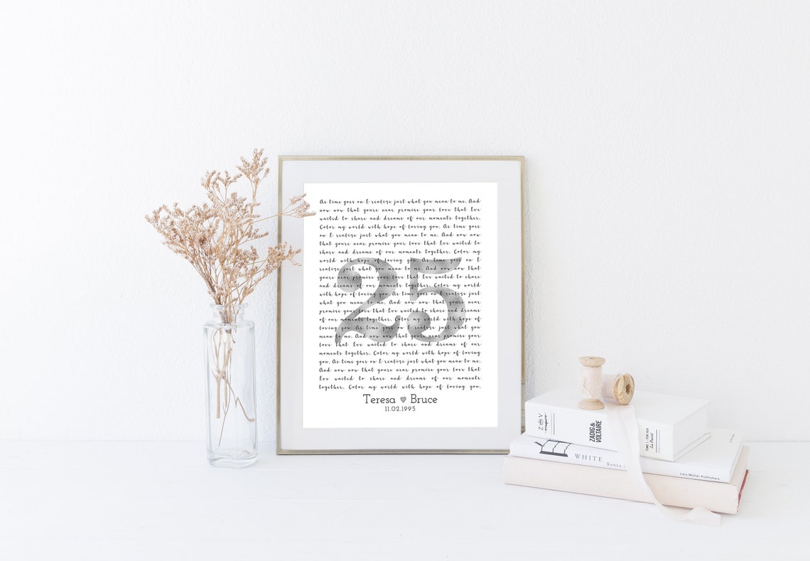 Personalized Custom Ampersand Shaped Song Lyrics Anniversary Poster - Image 5