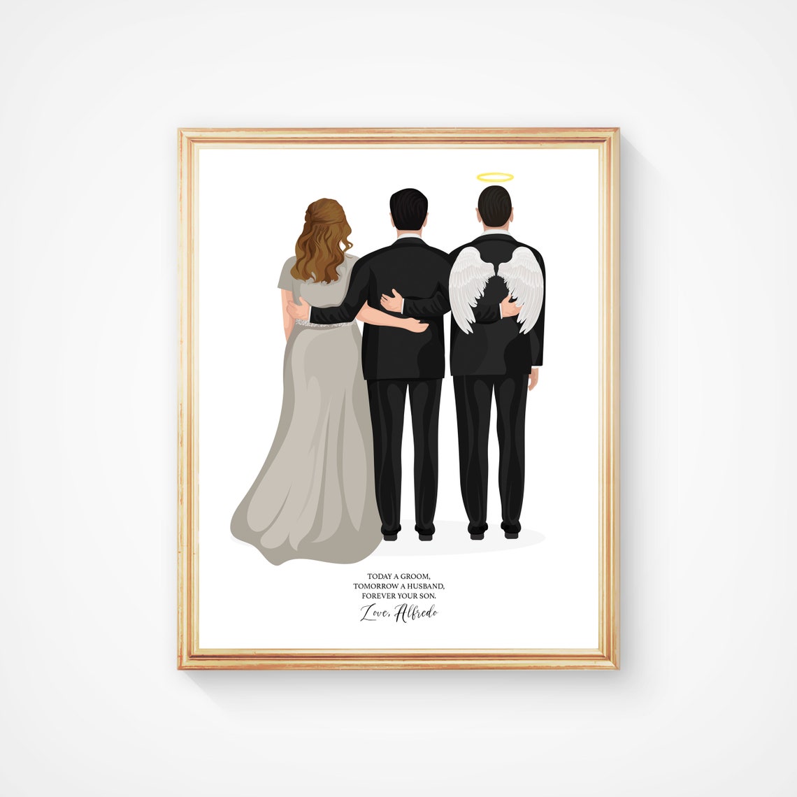 Groom With Angel Dad Memorial Custom Wedding Day Keepsake Poster - Image 2