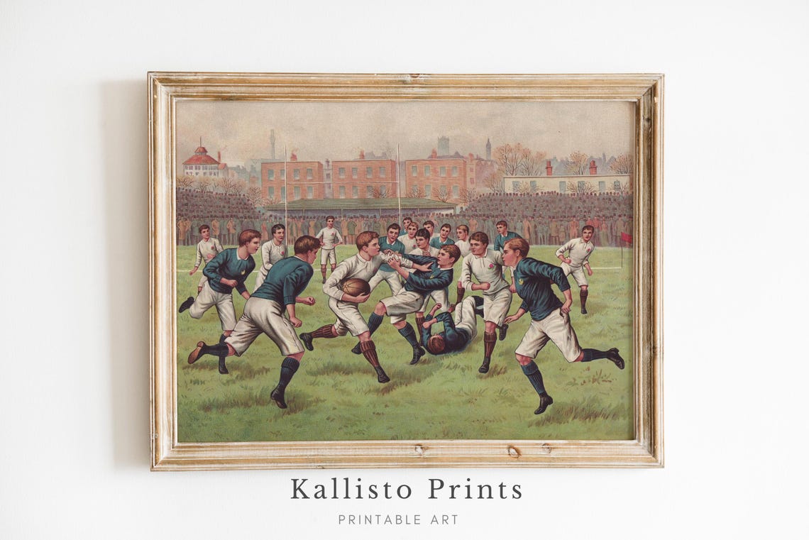 Vintage Rugby Illustration, Retro Sports Art Print