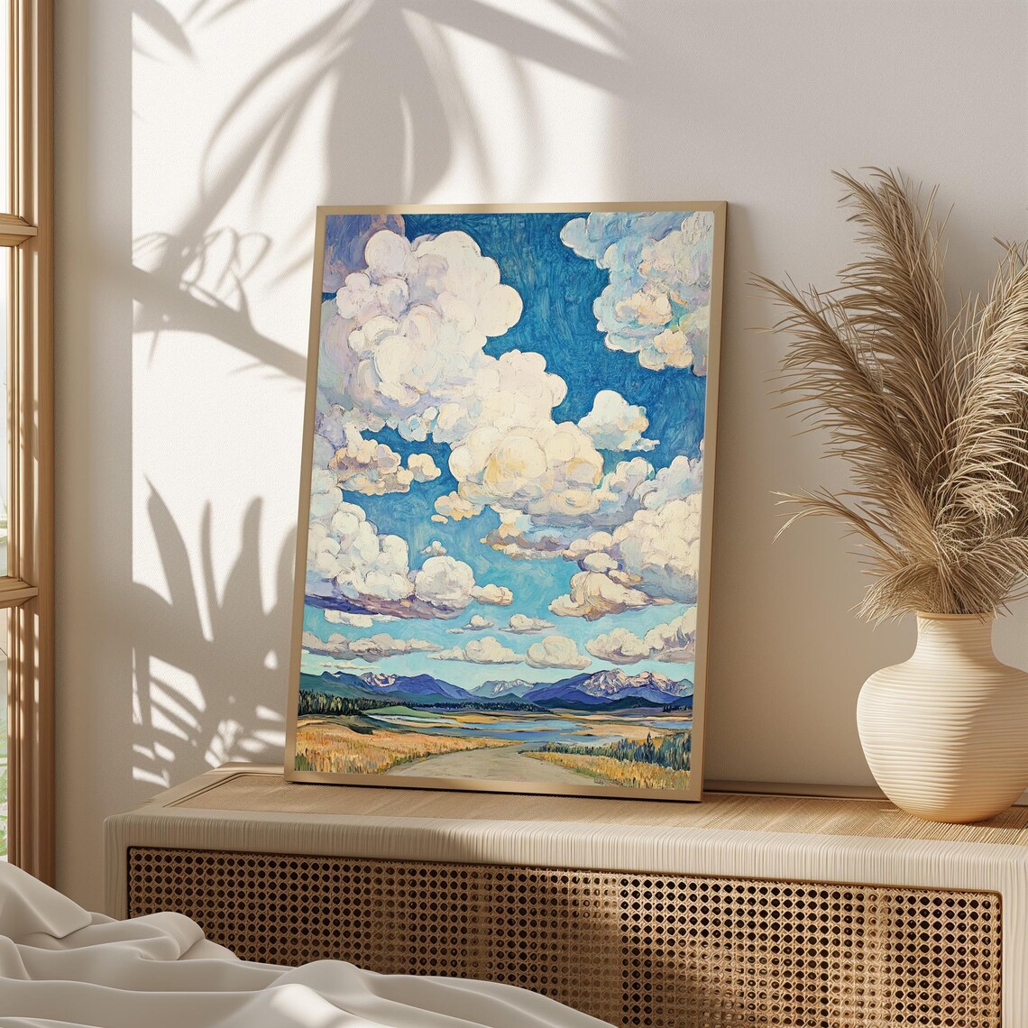Dynamic Cloudscape Art Print, Vibrant Sky Scenic Decor