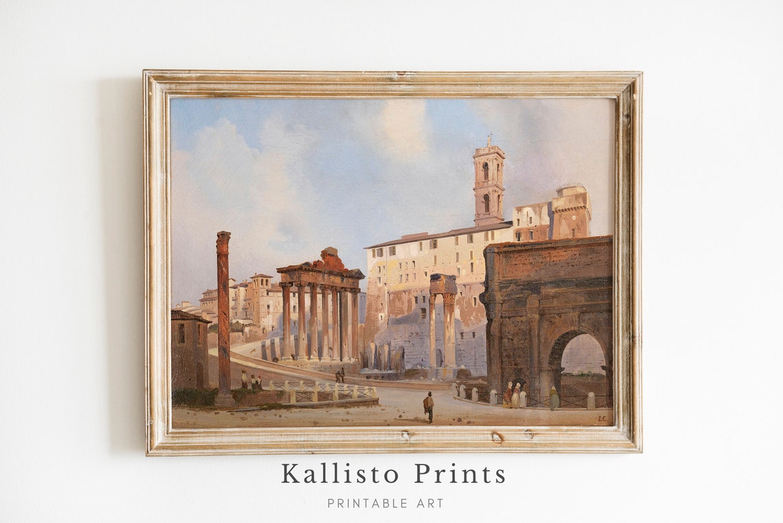 Roman Forum Ruins With Triumphal Arch And Bell Tower Rome Poster