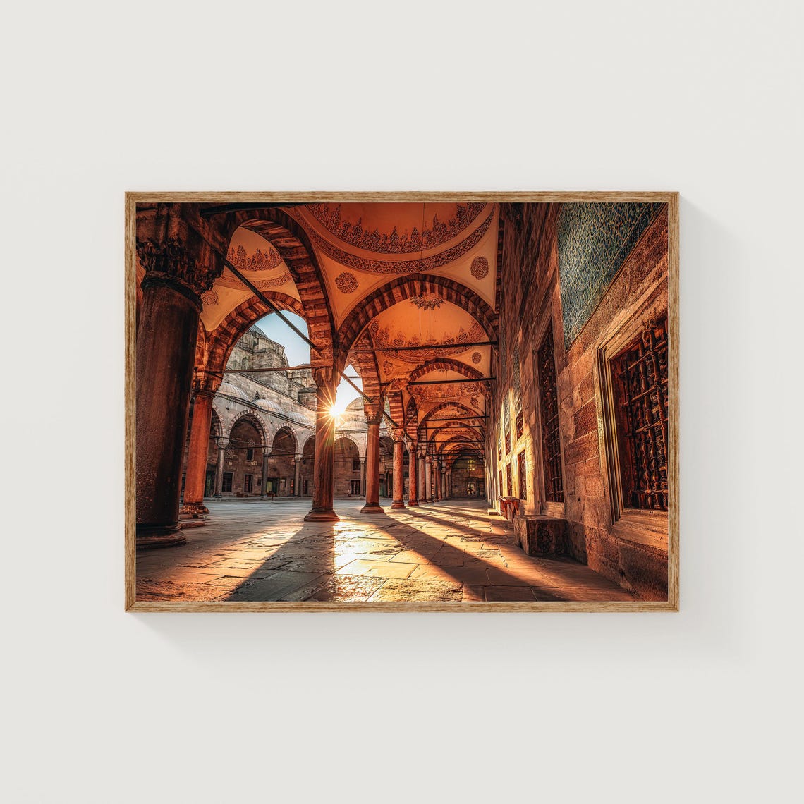 Istanbul Blue Mosque Courtyard Golden Sunlight Islamic Art Print