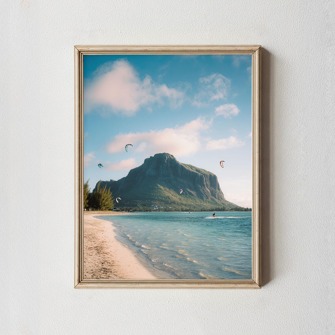Le Morne Brabant Mauritius Beach Kitesurfing Tropical Photography Poster