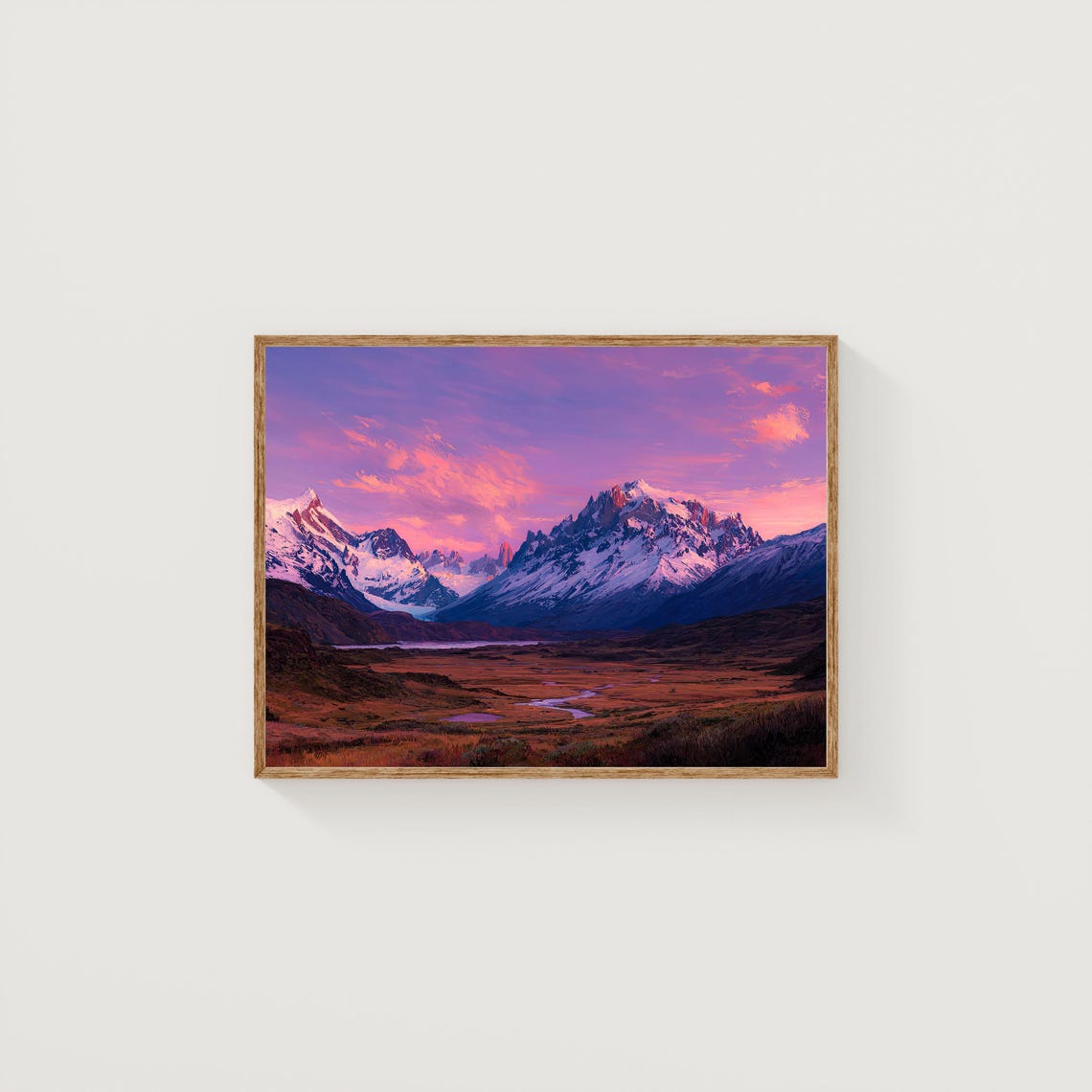 Snow Capped Mountain Peaks Pink Sunrise Alpine Glow Photo Poster