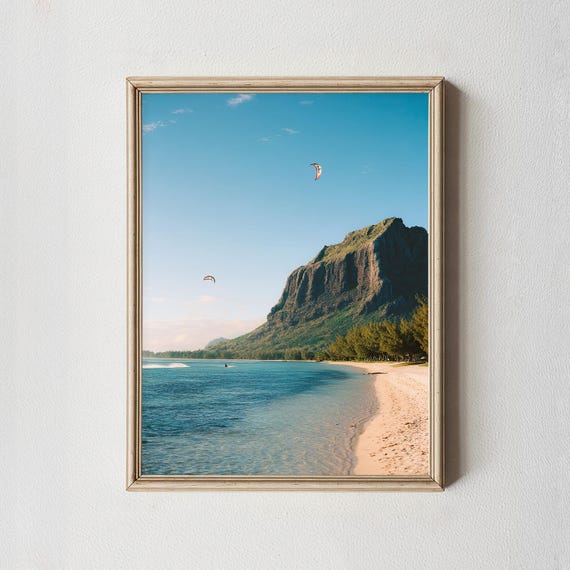 Le Morne Brabant Beach Print Mauritius Tropical Wall Art
