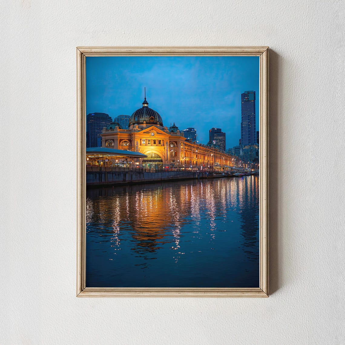Flinders Street Station Print Melbourne Cityscape River Reflections