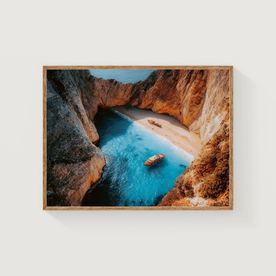 Shipwreck Beach Turquoise Cove Aerial View Greece Island Poster