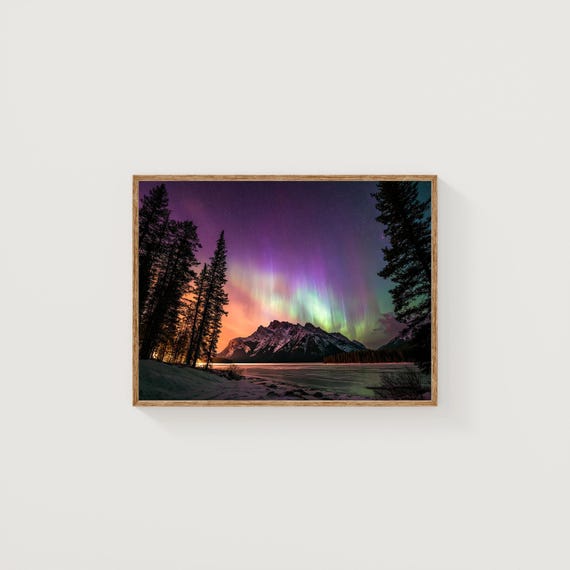 Aurora Borealis Print Banff Winter Night Sky Photography