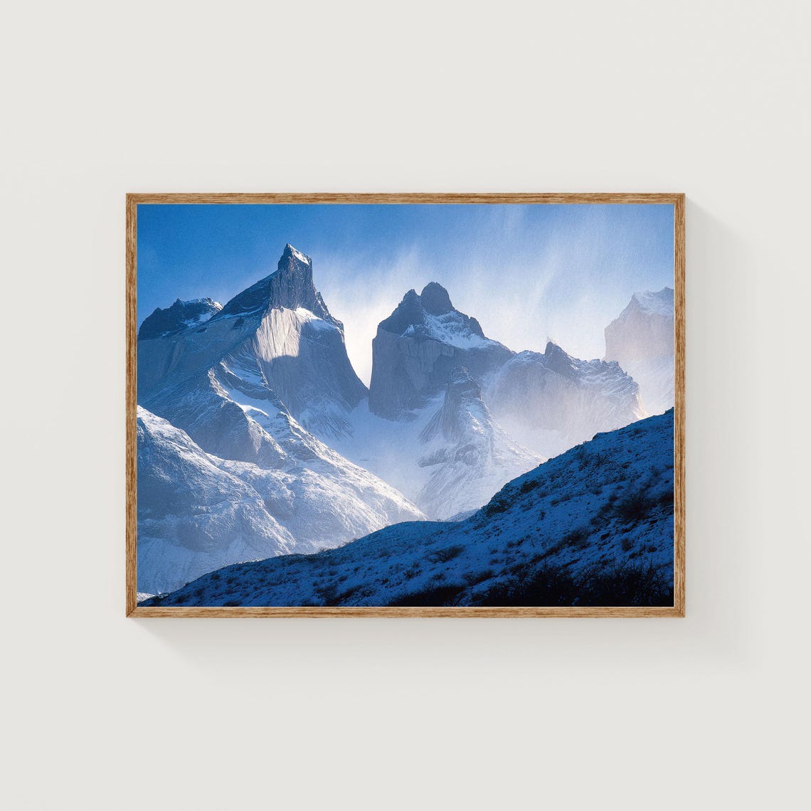 Torres del Paine Chile Snow Peak Mountain Photography Poster
