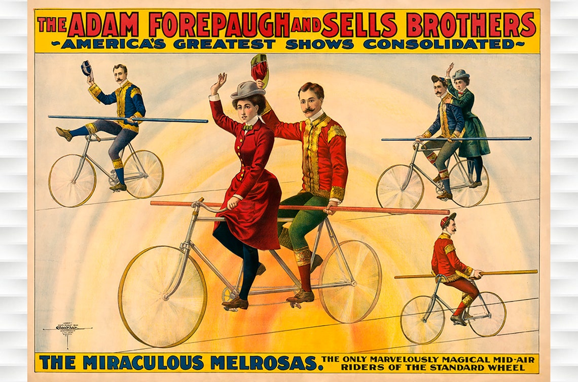 Miraculous Melrosas High Wire Tandem Circus Adam Forepaugh Poster