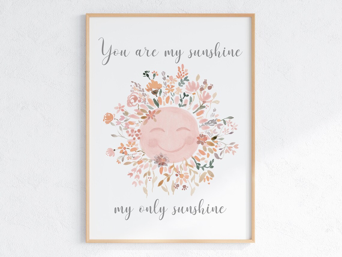 You Are My Sunshine Boho Sun Girl Nursery Art Print