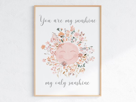 You Are My Sunshine Boho Sun Girl Nursery Art Print