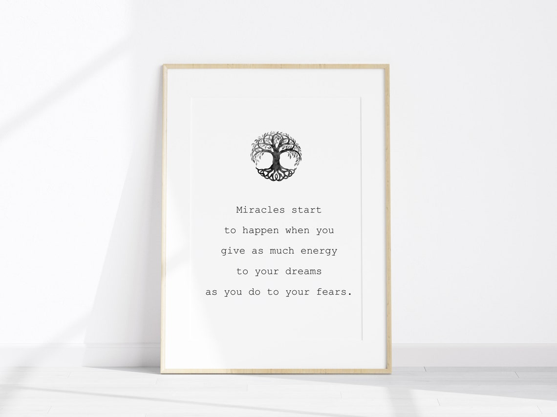 Miracles Start to Happen Tree of Life Dream Quote Inspiring Poster - Image 3
