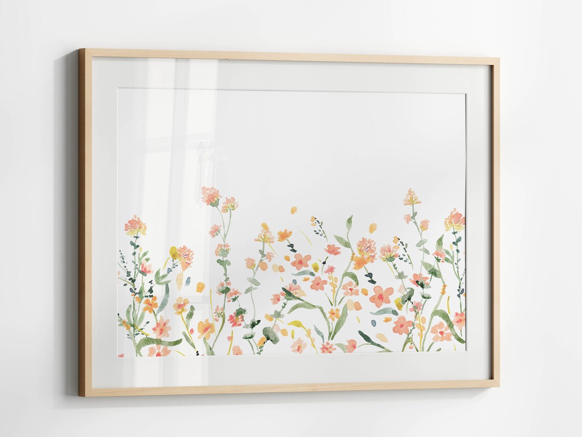 Wildflower Horizontal Watercolor Floral Art Print