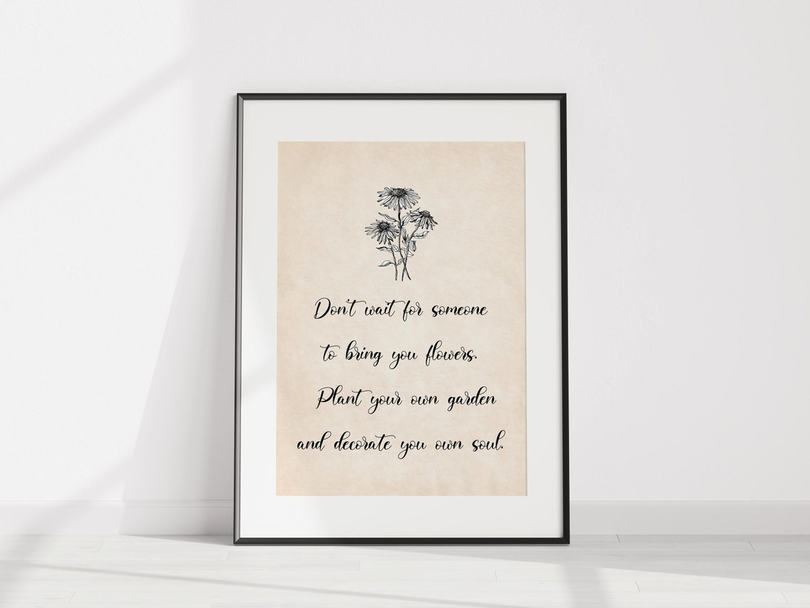 Plant Your Own Garden Self Love Empowering Calligraphy Quote Poster - Image 3