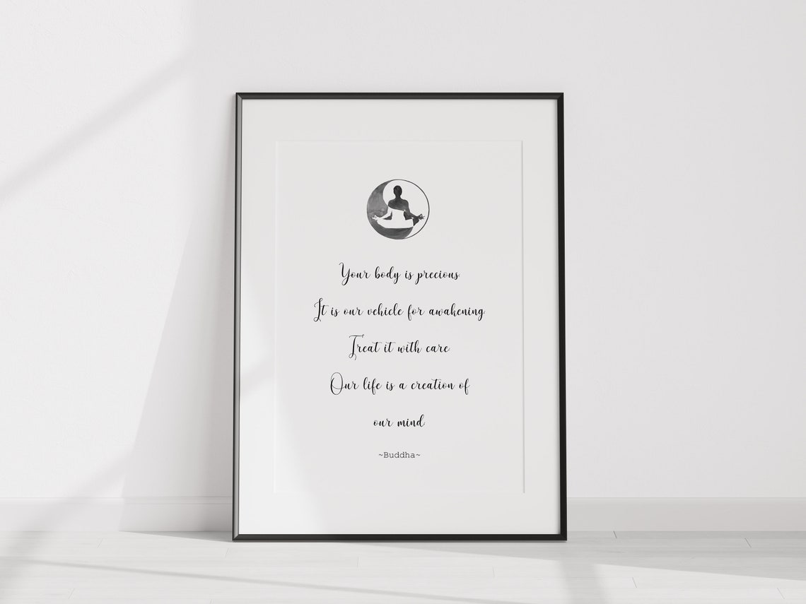 Buddha Your Body Is Precious Meditation Quote Mindfulness Poster - Image 2
