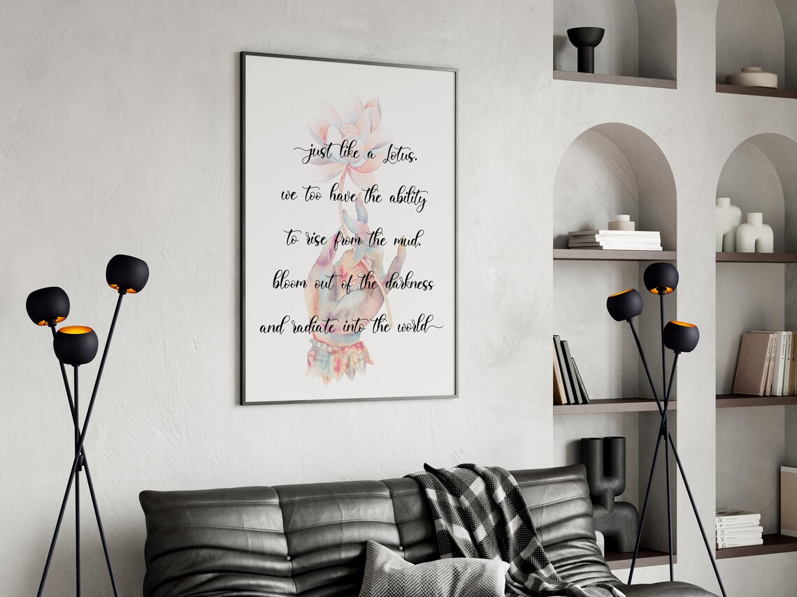 Lotus Flower Quote Spiritual Zen Art Print - Image 2