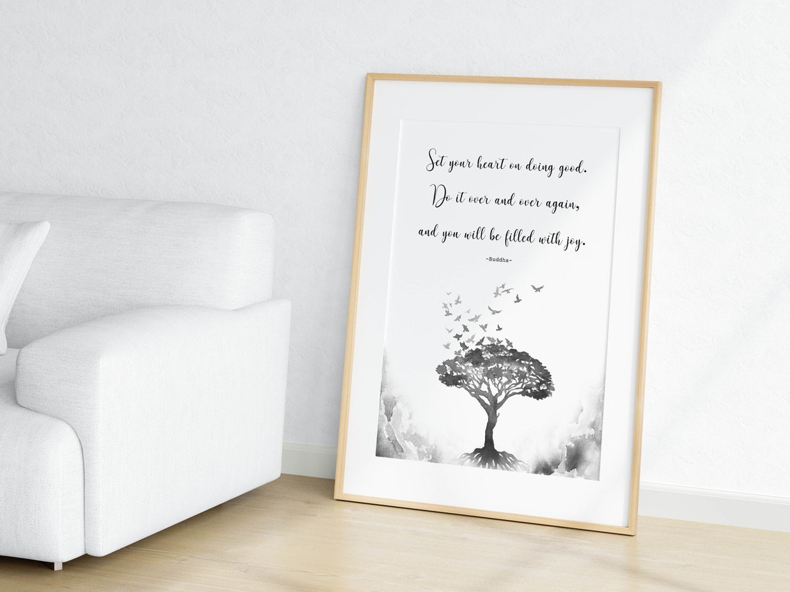 Buddha Set Your Heart On Doing Good Quote Tree Of Life Poster - Image 2