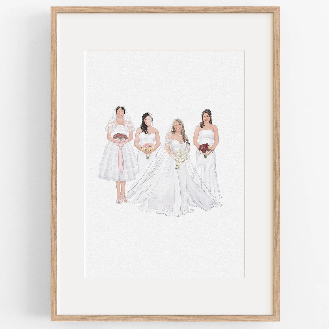 Four Generations of Brides Custom Wedding Gown Portrait Poster