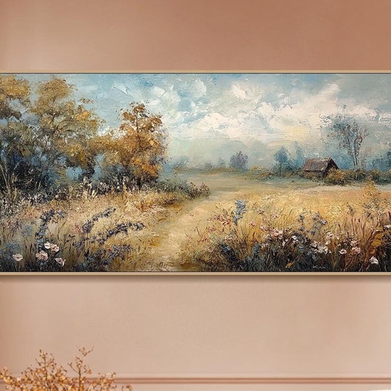Acrylic Painting Farmhouse Wall Decor Landscape Painting On Antique Wall Art Oil Painting Vintage Wall Art Unique Landscape Wall Art