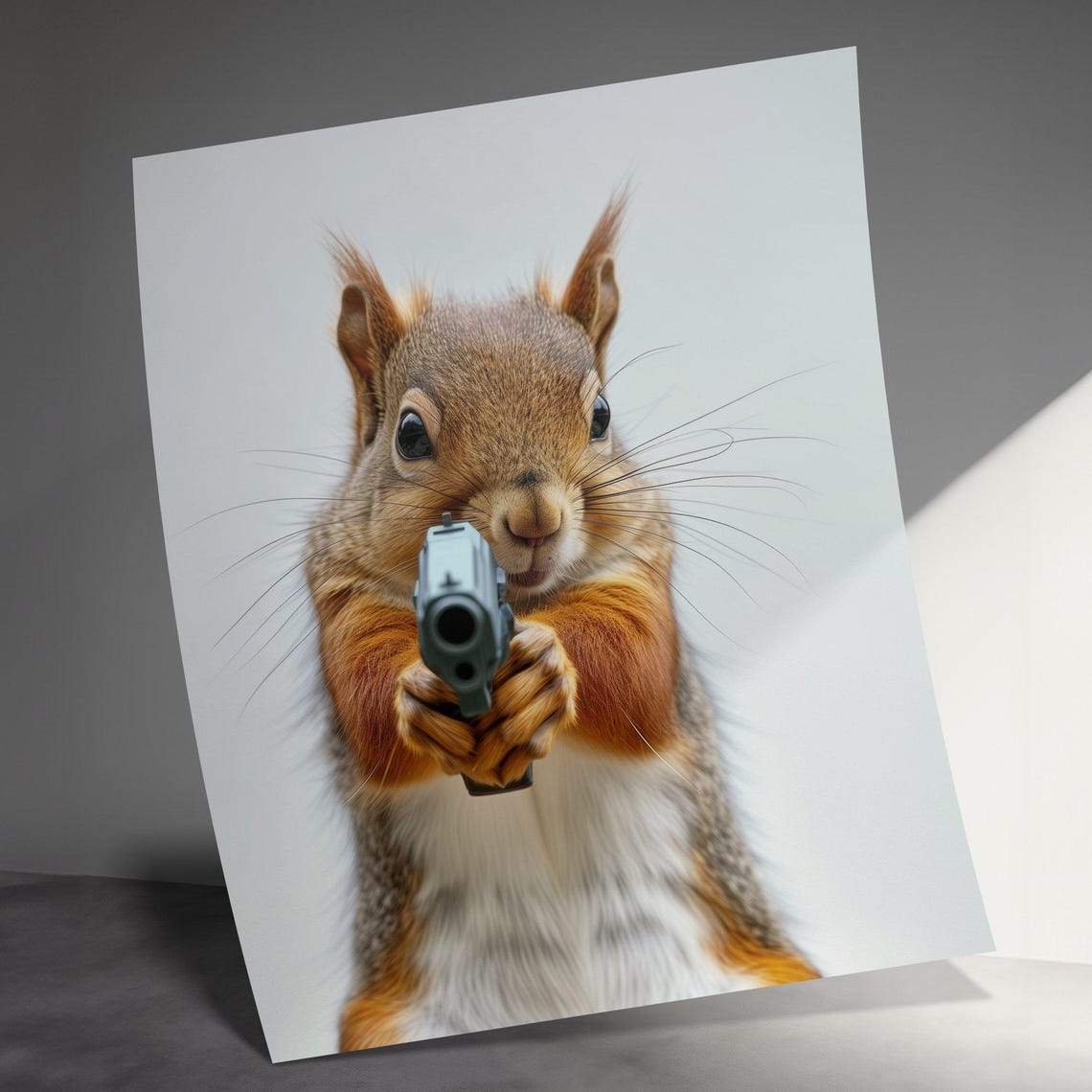 Squirrel Pointing Toy Gun At Viewer Cute Funny Action Animal Poster - Image 3