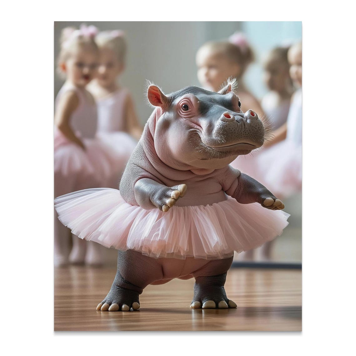 Baby Hippo In Pink Tutu Dancing Ballet Class Nursery Wall Art Poster - Image 2