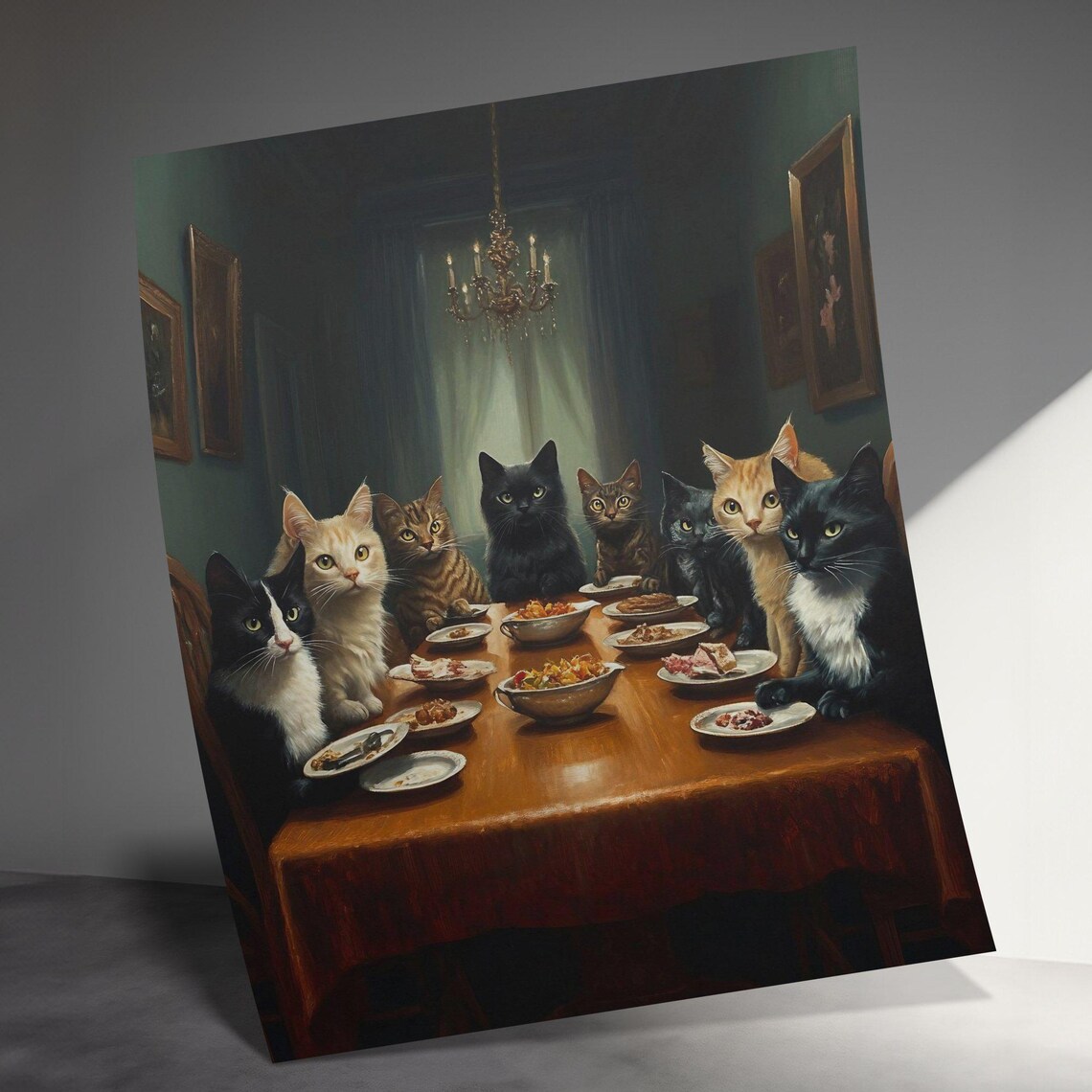 Cat Dinner Party - Funny Kitchen Dining Decor - Image 3