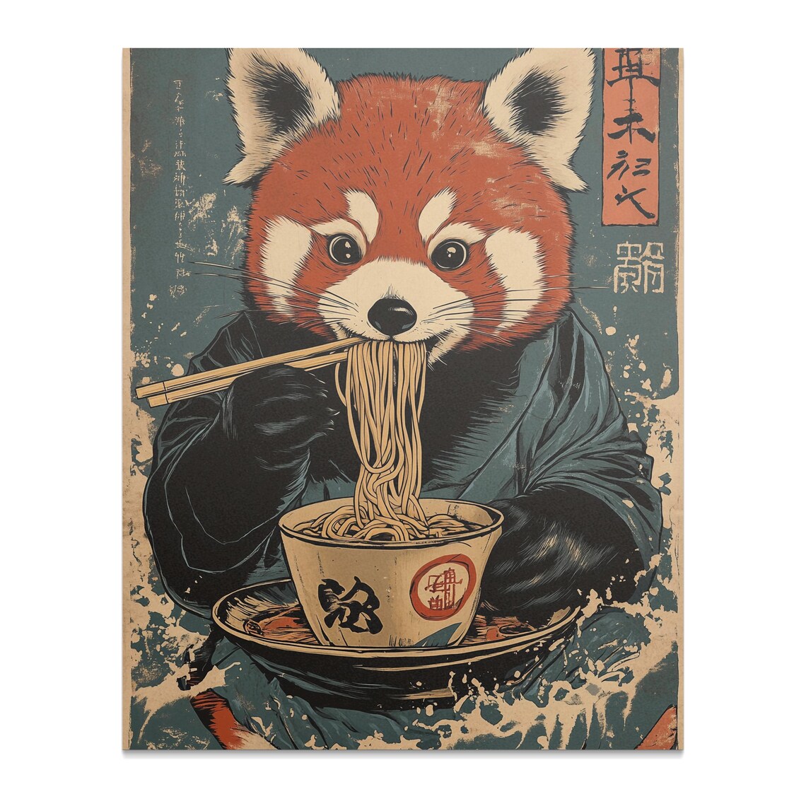 Red Panda Eating Ramen, Cute Animal Wall Poster - Image 2