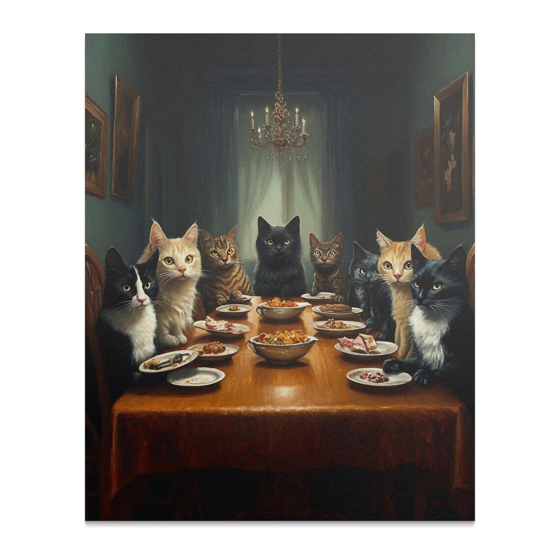 Cat Dinner Party - Funny Kitchen Dining Decor - Image 2
