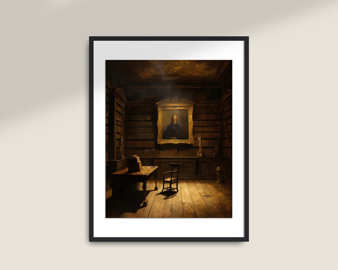 Vintage Library Print, Dark Academia Victorian Wall Art - Image 2