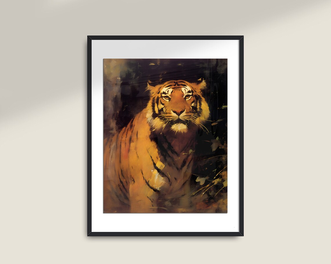 Tiger Painting Wild Jungle Art Print, Dark Academia - Image 2