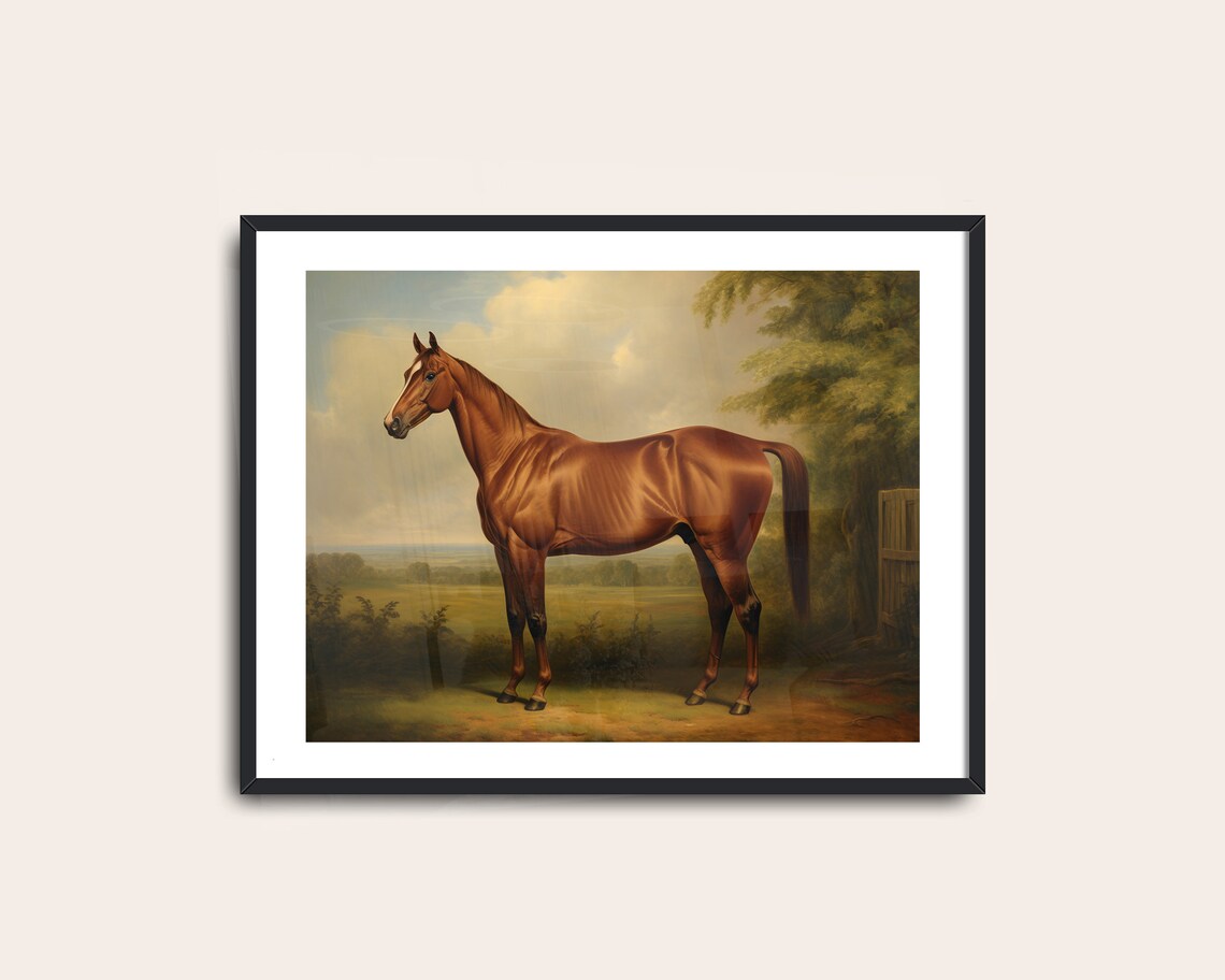 Vintage Horse Painting, Antique Farmhouse Art Print - Image 2