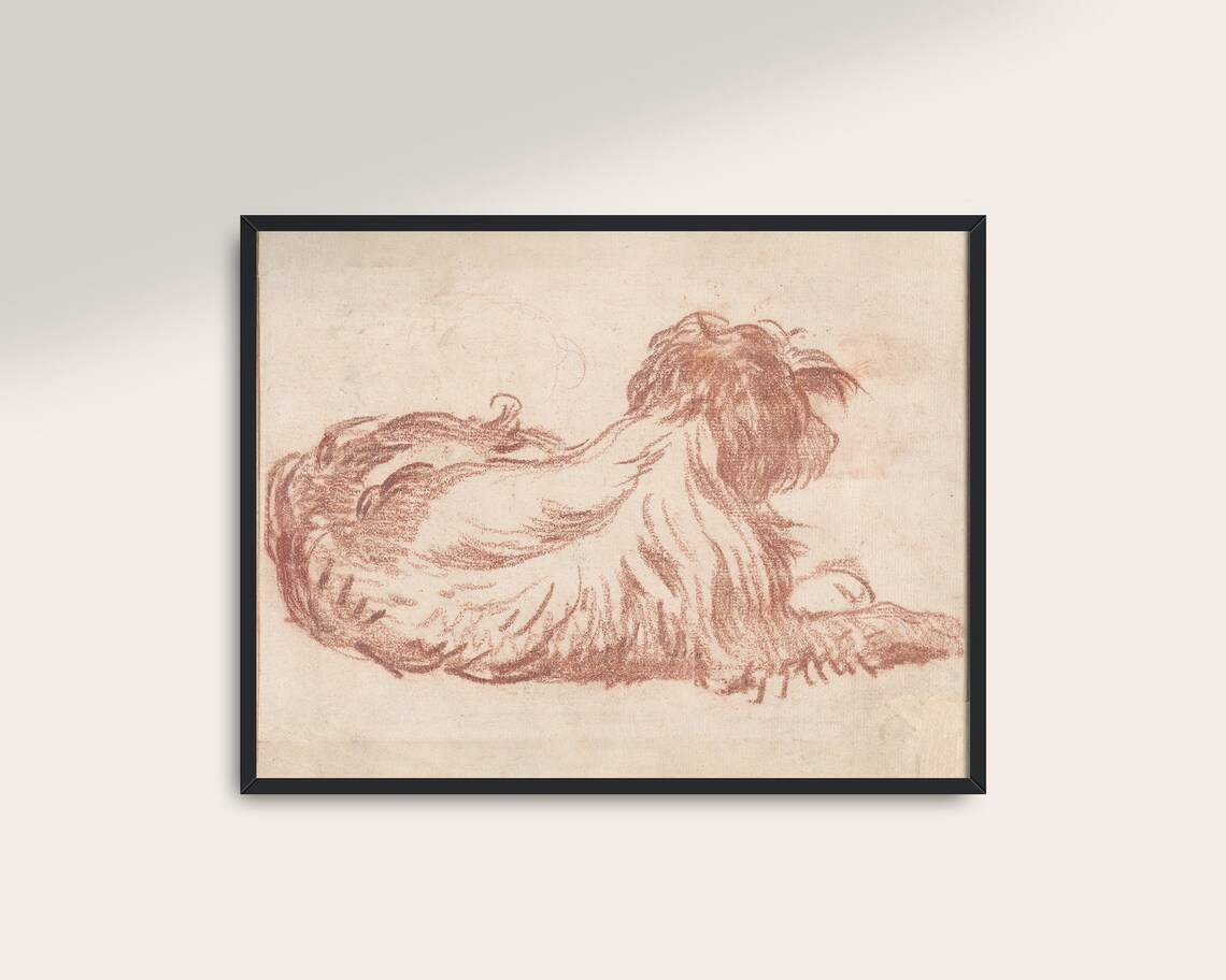 Vintage Dog Antique Sketch Art Print, Light Academia - Image 2