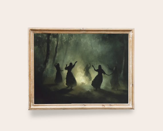 Dancing Witches in the Forest, Dark Academia Print