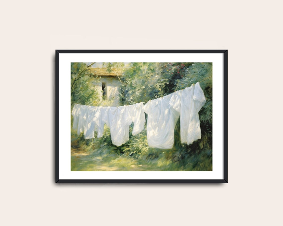 Laundry Room Vintage Painting Garden Landscape Art Print - Image 2